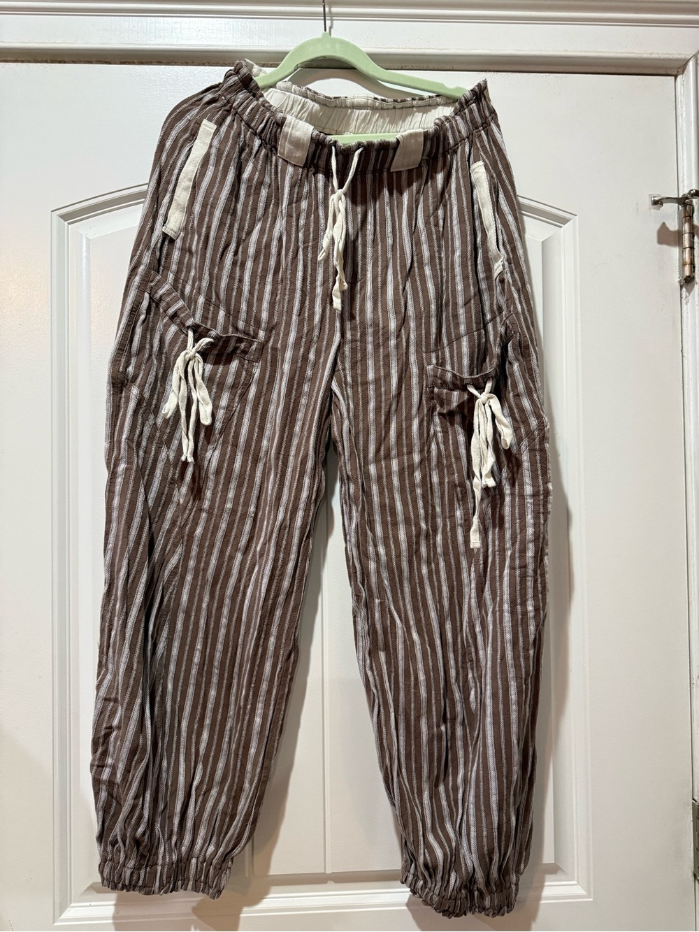 eesome Brown & Cream Striped Drawstring Joggers